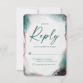 Abstrakte Emerald Green Wedding RSVP Antwortkarte (Vorderseite)