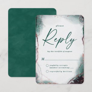 Abstrakte Emerald Green Wedding RSVP Antwortkarte Karte