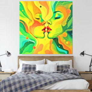 Abstrakte emotionale Gesichter Leinwanddruck