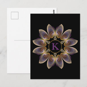 Abstrakte Engel-Flügel-Mandala-Fraktal-Monogramm Postkarte