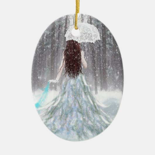 Abstrakte Engels-Winter-Schnee-Prinzessin Keramikornament (Vorne)
