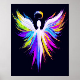 Abstrakte Engelsflügel mit Heiligenschein Poster