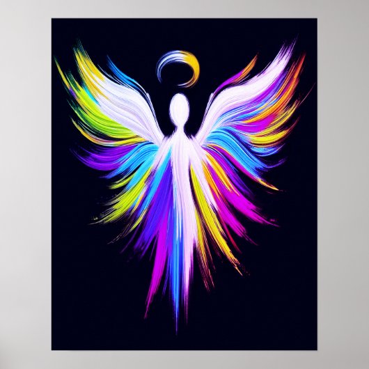 Abstrakte Engelsflügel mit Heiligenschein  Poster (Vorne)
