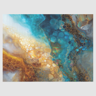 Abstrakte Entsprechung von Blue und Gold Fluid Art Seidenpapier