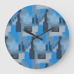 Abstrakte Entwurfszeit in Blau Große Wanduhr