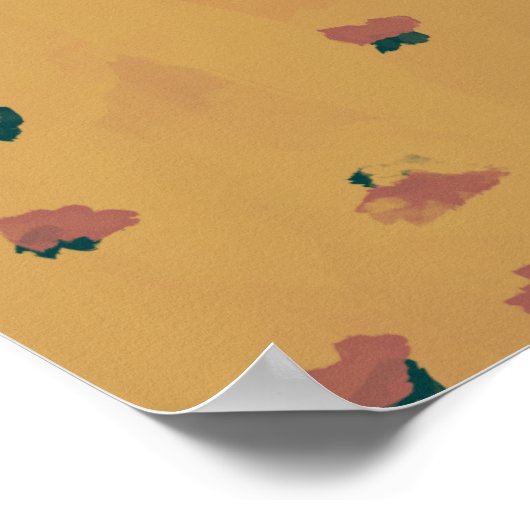 Abstrakte Erdbeeren-Blume auf Senf Poster (Ecke)