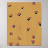 Abstrakte Erdbeeren-Blume auf Senf Poster (Vorne)