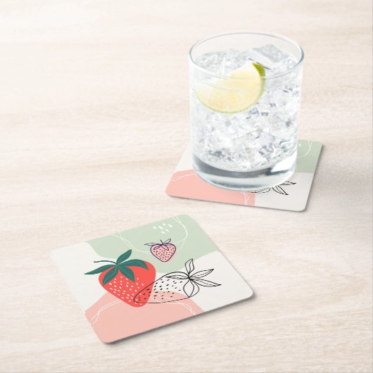 Abstrakte Erdbeeren-Untersetzer Rechteckiger Pappuntersetzer (Vor Ort)