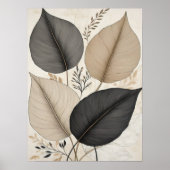 Abstrakte erdgeschwungene Blätter neutral botanisc Poster (Vorne)
