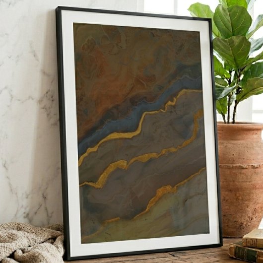 Abstrakte Erdtöne-Geode-Marmor Poster