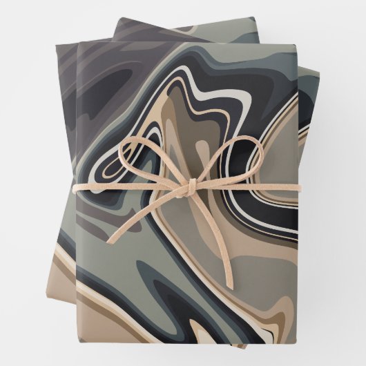 Abstrakte Erdwellen mit neutralen Farbtönen Geschenkpapier Set (Beispiel)