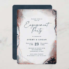 Abstrakte Ethereal Navy Blue Engagement Party Einladung