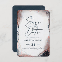 Abstrakte Ethereal Navy & Rose Save The Date