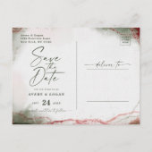 Abstrakte Ethereal Terra Rosa Wedding speichern da Ankündigungspostkarte (Rückseite)