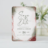 Abstrakte Ethereal Watercolor Terra Rosa Wedding Save The Date (Stehend Vorderseite)