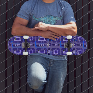 Abstrakte Ethnic Matrix - Mauve Blue Olive Skateboard