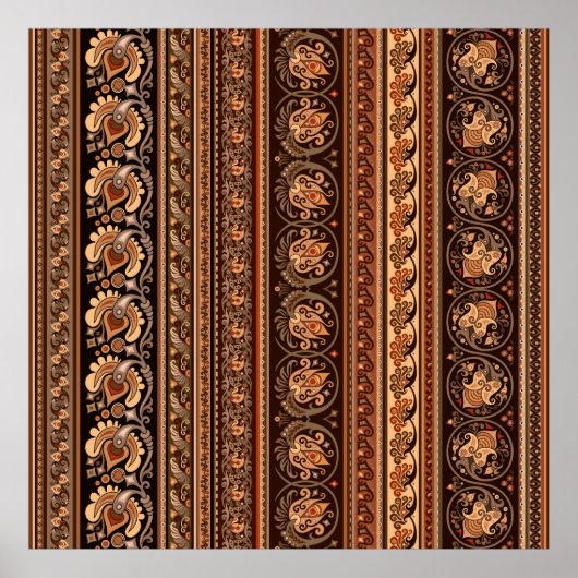 Abstrakte ethnische Stripie Zierarbeit Vintage Hin Poster (Vorne)