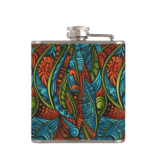 Abstrakte ethnische Tapete Flachmann (Rückseite)