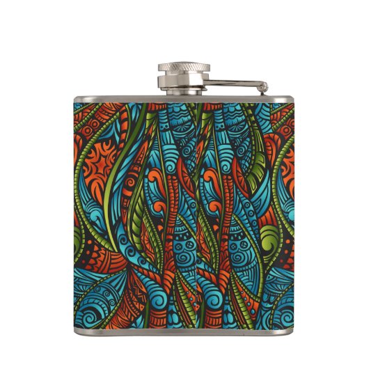 Abstrakte ethnische Tapete Flachmann (Rückseite)