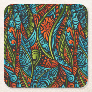 Abstrakte ethnische Tapete Rechteckiger Pappuntersetzer