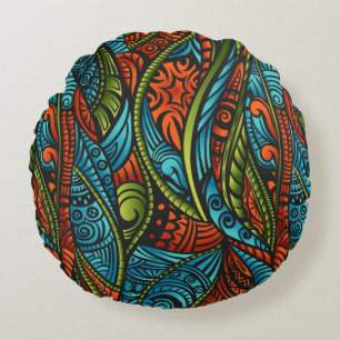 Abstrakte ethnische Tapete Rundes Kissen
