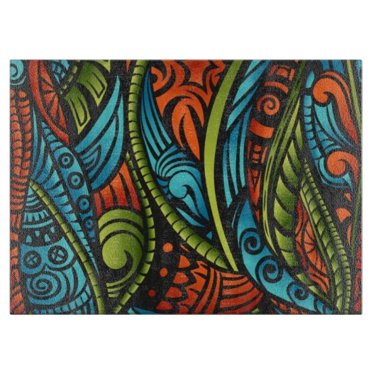 Abstrakte ethnische Tapete Schneidebrett (Vorderseite)