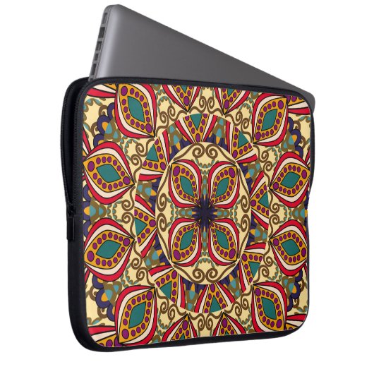Abstrakte ethnische Verzierte Hintergrundabstrakti Laptopschutzhülle (Vorne Rechts)
