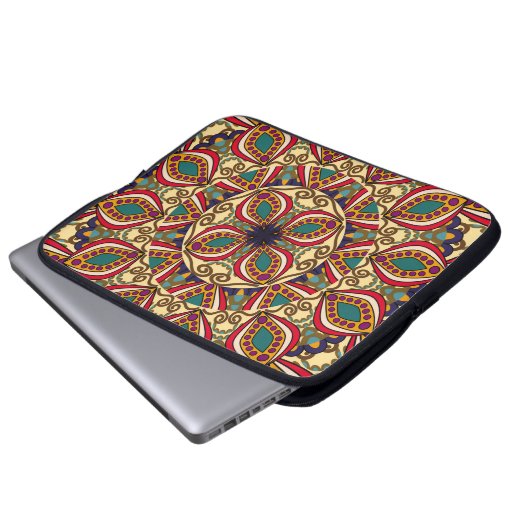 Abstrakte ethnische Verzierte Hintergrundabstrakti Laptopschutzhülle (Vorne Knopf)