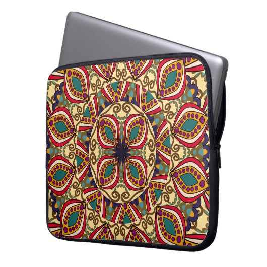 Abstrakte ethnische Verzierte Hintergrundabstrakti Laptopschutzhülle (Vorderseite Links)