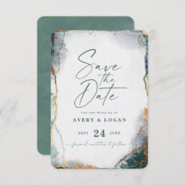 Abstrakte Eukalyptus Grüne Hochzeit Save The Date