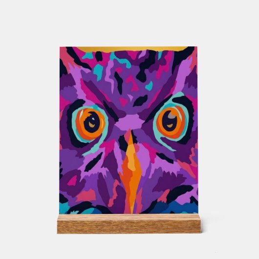 Abstrakte Eule Acrylschild (Vorderseite)