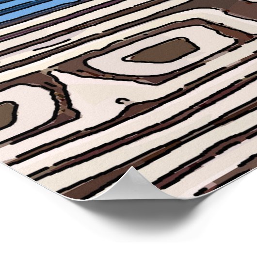 Abstrakte Eule, blaue Linien Poster (Ecke)