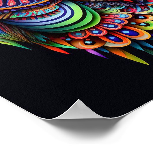 Abstrakte Eule in lebhaften Farben Poster (Ecke)