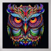 Abstrakte Eule in lebhaften Farben Poster (Vorne)