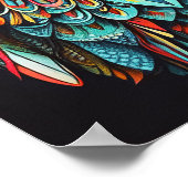 Abstrakte Eule in lebhaften Farben Poster (Ecke)