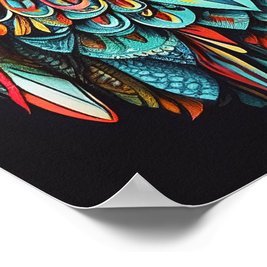 Abstrakte Eule in lebhaften Farben Poster (Ecke)