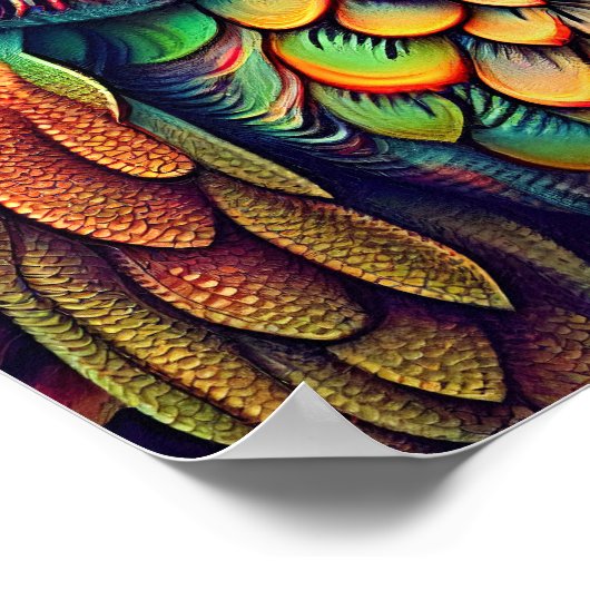 Abstrakte Eule in lebhaften Farben Poster (Ecke)