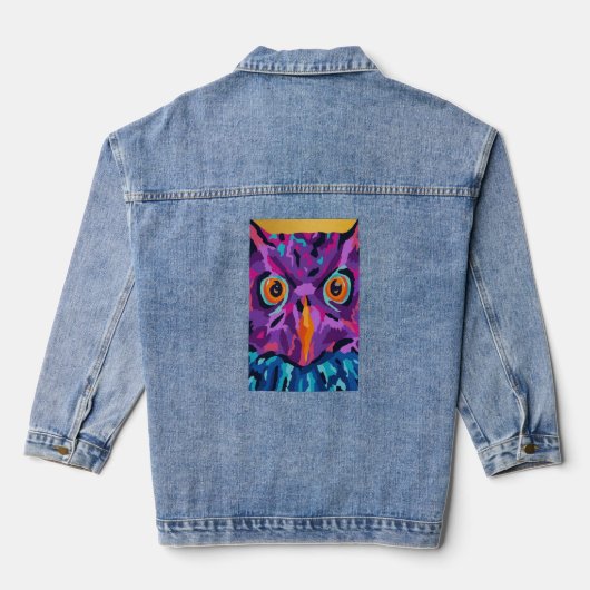Abstrakte Eule Jeansjacke (Rückseite)