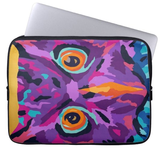 Abstrakte Eule Laptopschutzhülle (Vorderseite)