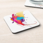 Abstrakte Exotic Butterfly Paint Spritzer Getränkeuntersetzer (Linke Seite)