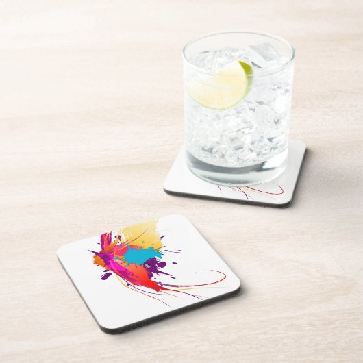 Abstrakte Exotic Butterfly Paint Spritzer Getränkeuntersetzer (Rechte Seite)