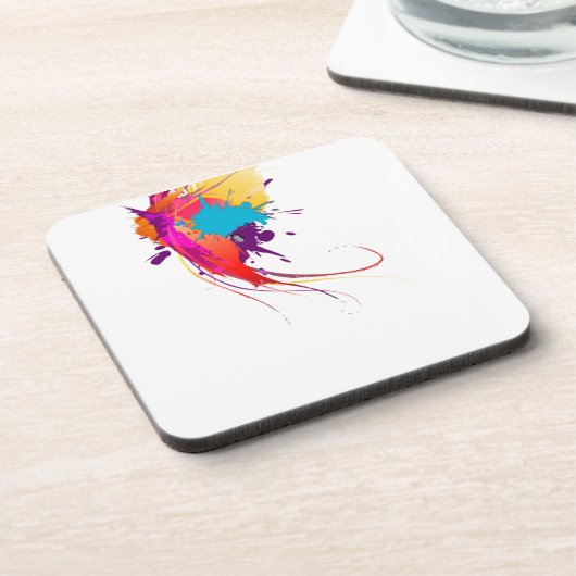 Abstrakte Exotic Butterfly Paint Spritzer Getränkeuntersetzer (Linke Seite)