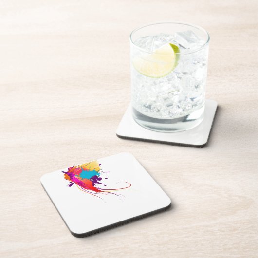 Abstrakte Exotic Butterfly Paint Spritzer Getränkeuntersetzer (Rechte Seite)