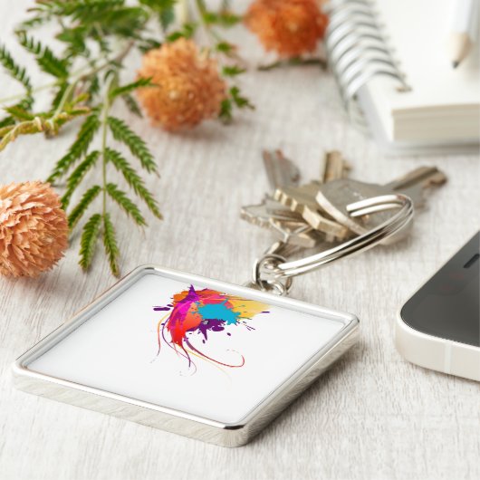 Abstrakte Exotic Butterfly Paint Spritzer Schlüsselanhänger (Seite)