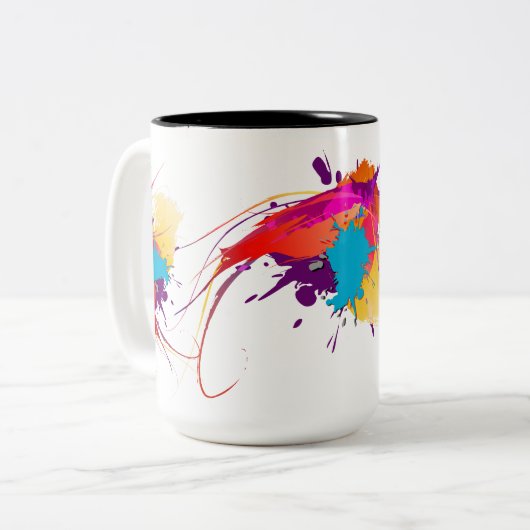 Abstrakte Exotic Butterfly Paint Spritzer Zweifarbige Tasse (Vorderseite Links)