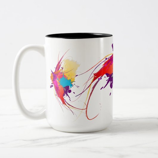 Abstrakte Exotic Butterfly Paint Spritzer Zweifarbige Tasse (Links)