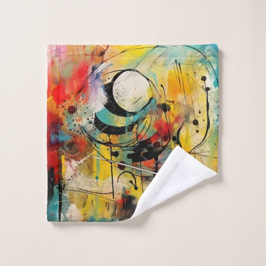 Abstrakte Explosion lebendiger Farben und Dynamik Badhandtuch Set (Waschlappen)