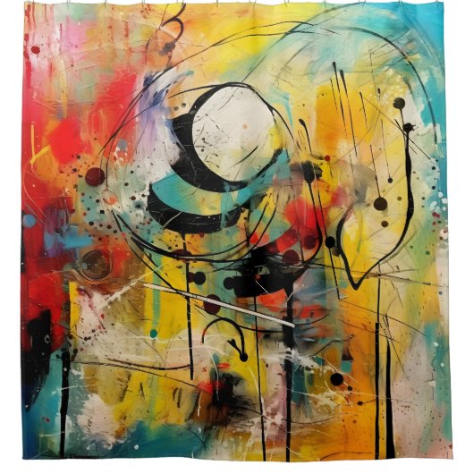 Abstrakte Explosion lebendiger Farben und Dynamik Duschvorhang (Vorderseite)