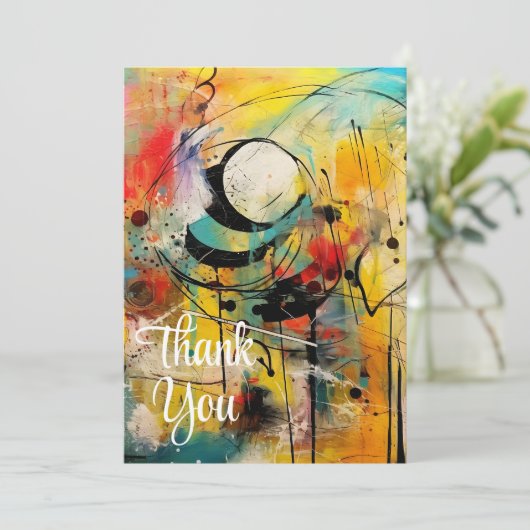 Abstrakte Explosion lebendiger Farben und Dynamik Einladung (Stehend Vorderseite)