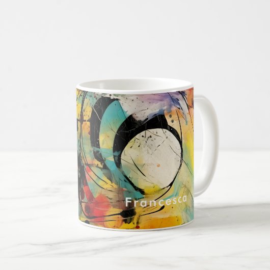 Abstrakte Explosion lebendiger Farben und Dynamik Kaffeetasse (VorderseiteRechts)